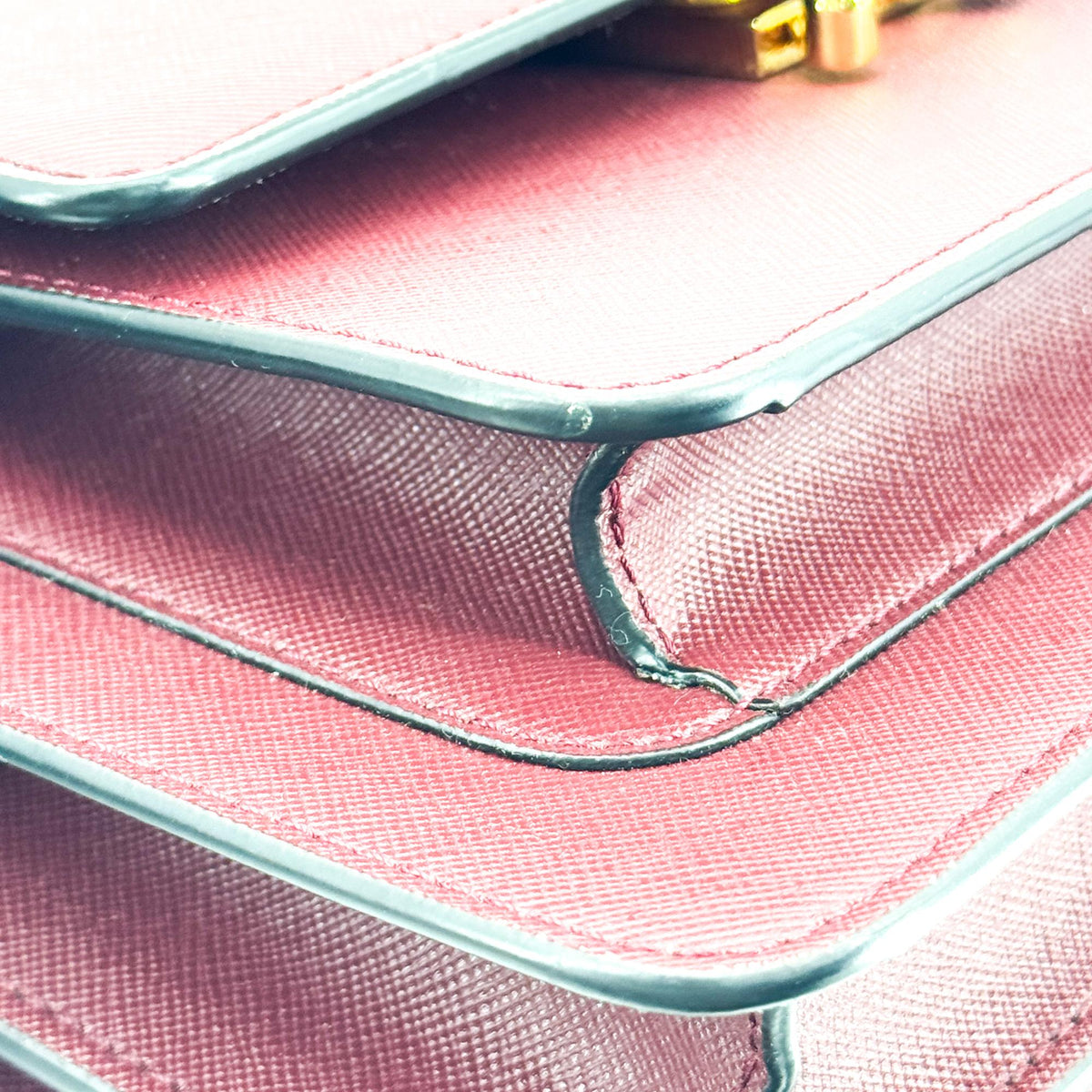 Marni Saffiano Medium Trunk Bag Burgundy