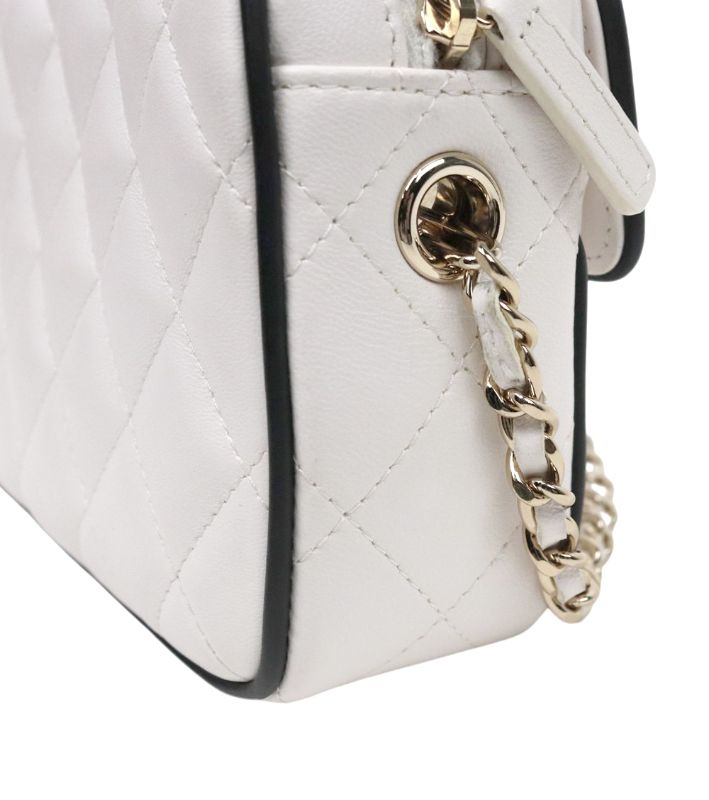 Chanel White Quilted CC Flap Chain Shoulder Bag