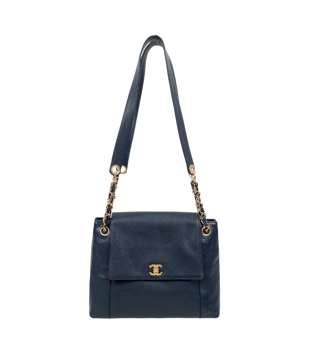 Chanel Navy Caviar Flap Shoulder Bag