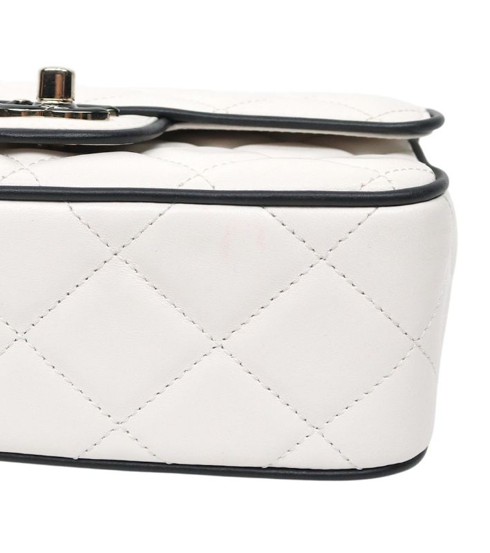 Chanel White Quilted CC Chain Shoulder Bag with Built-in Chip