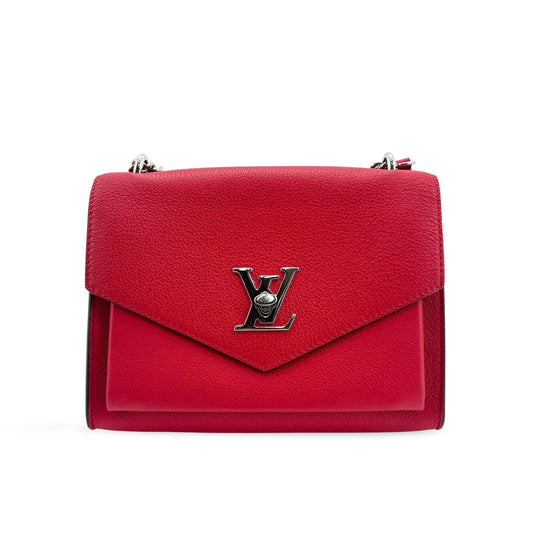 Sac bandoulière Louis Vuitton Lockme II BB Rouge Rubis Métal Argenté