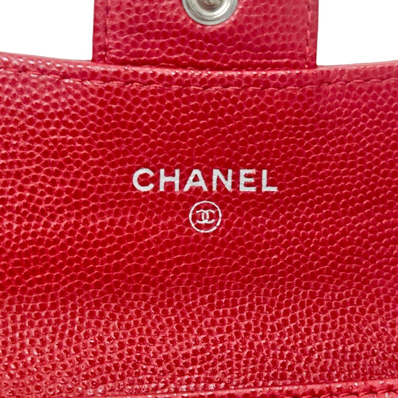 Chanel Red Caviar Skin Card Wallet