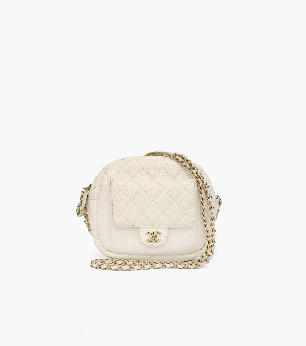 Chanel White Cosmetic Chain Shoulder Bag