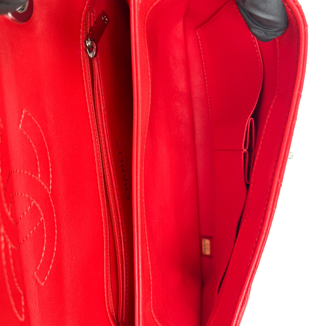Chanel Red Lambskin Trendy CC Shoulder Bag