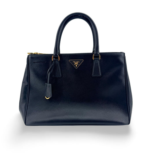 Prada Saffiano Galleria Medium Tote Bag Black with Gold Hardware
