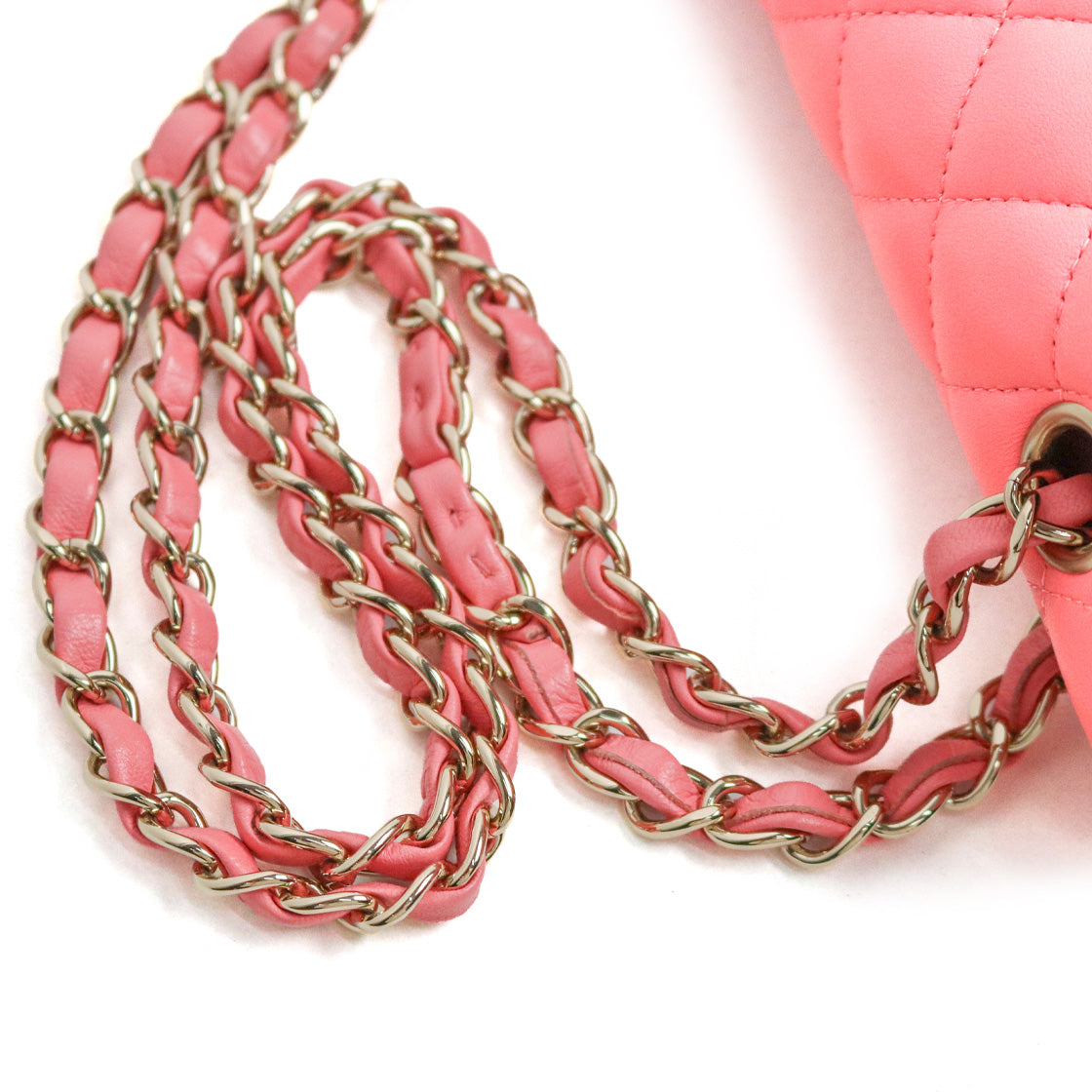Chanel Pink Medium Lambskin Classic Bag with Double Flap and Built-in Chip