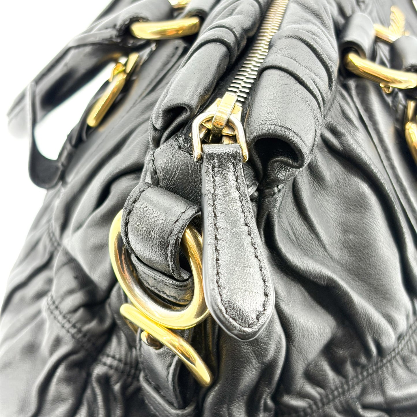 Prada Napa Gaufré Tote Bag Black with Gold Hardware