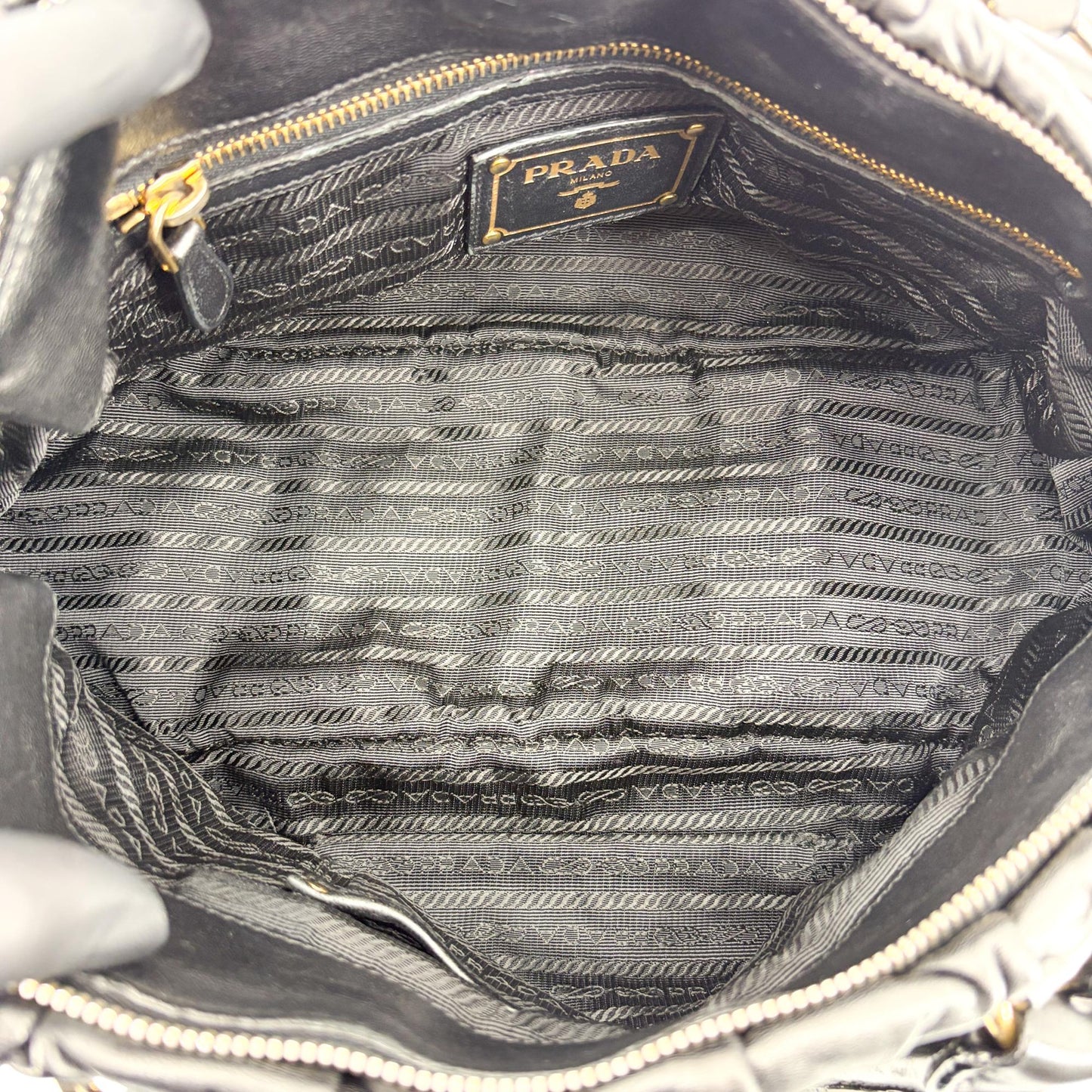 Prada Napa Gaufré Tote Bag Black with Gold Hardware