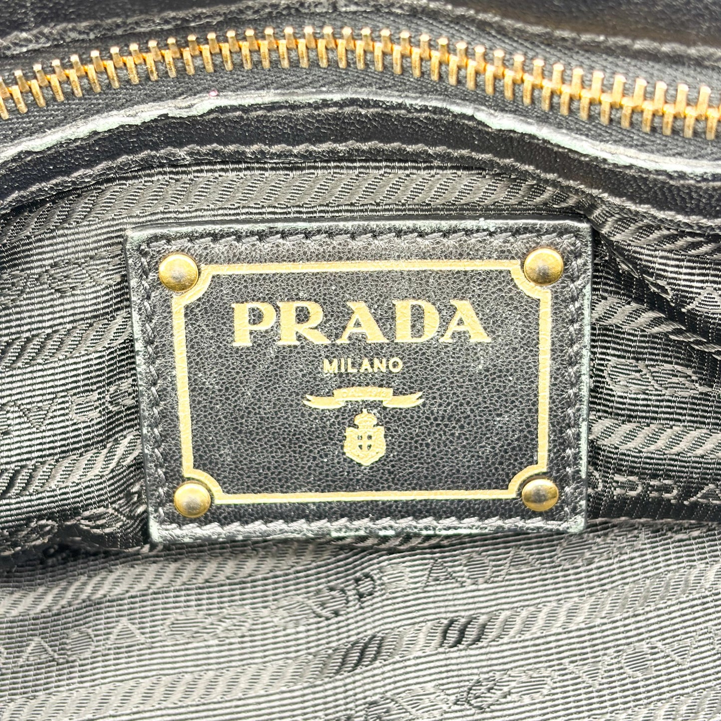 Prada Napa Gaufré Tote Bag Black with Gold Hardware