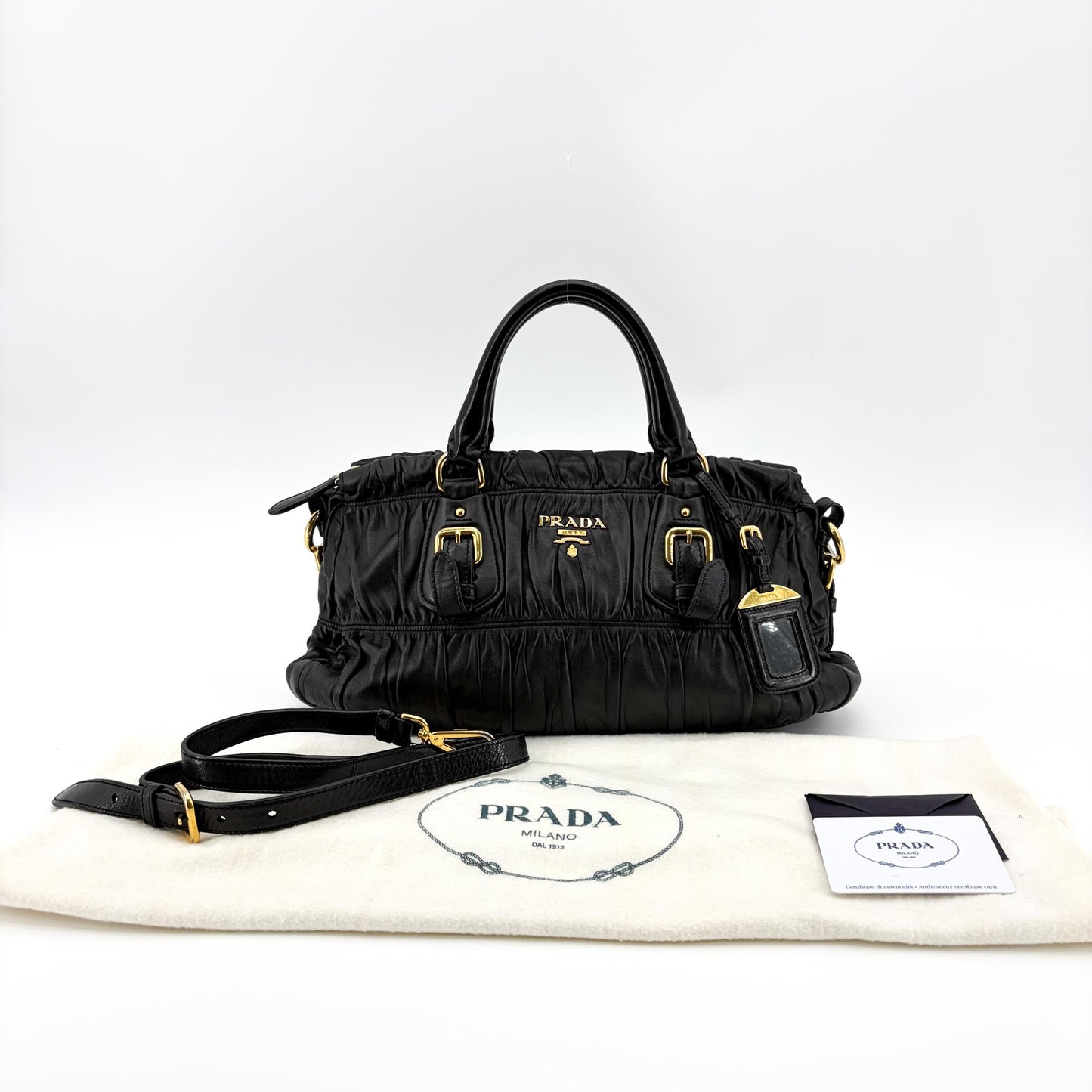 Prada Napa Gaufré Tote Bag Black with Gold Hardware