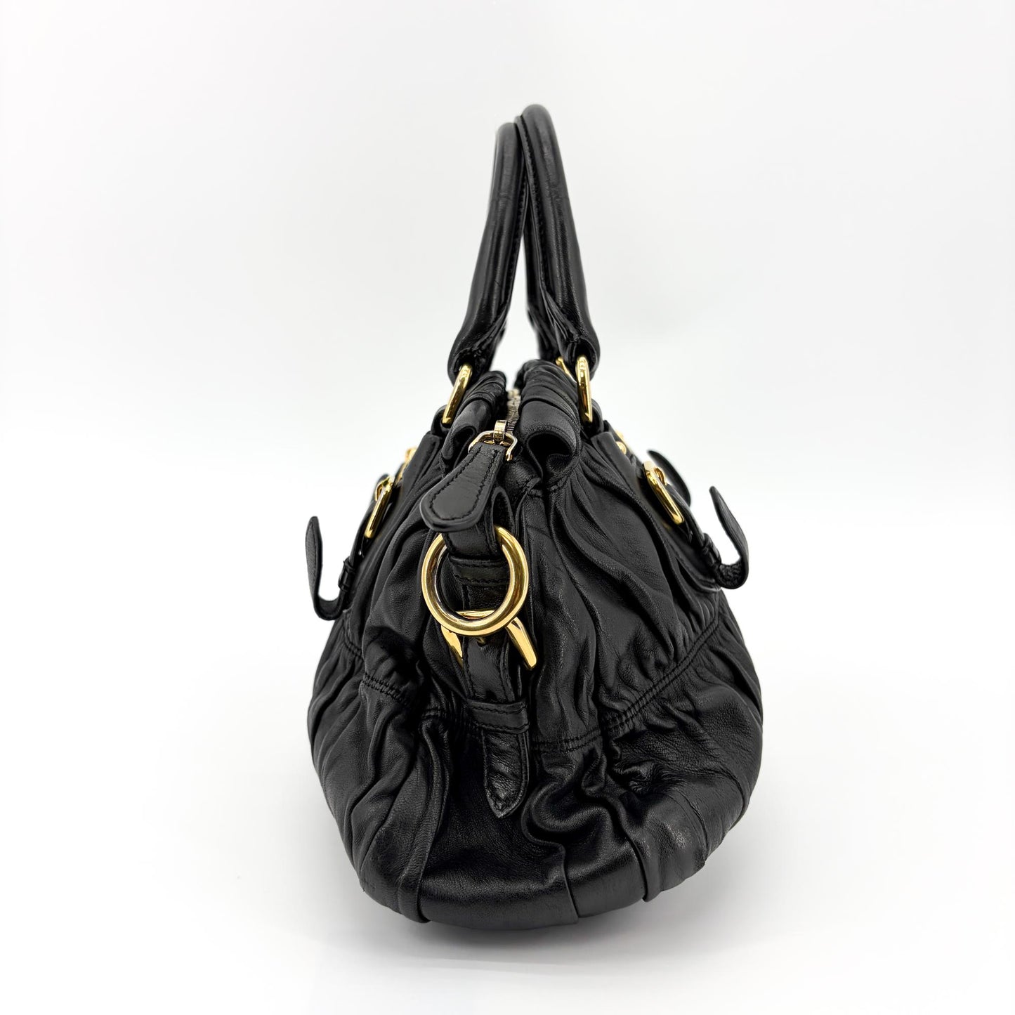 Prada Napa Gaufré Tote Bag Black with Gold Hardware