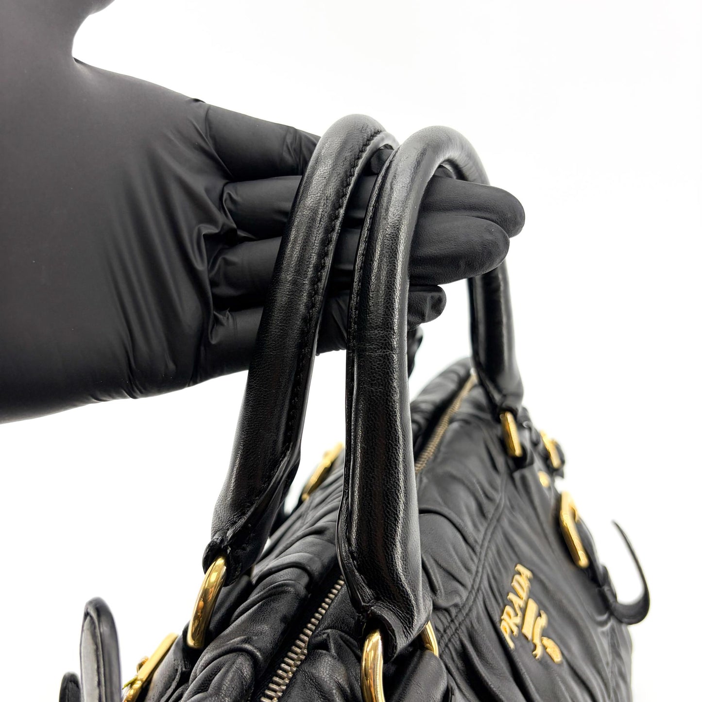 Prada Napa Gaufré Tote Bag Black with Gold Hardware
