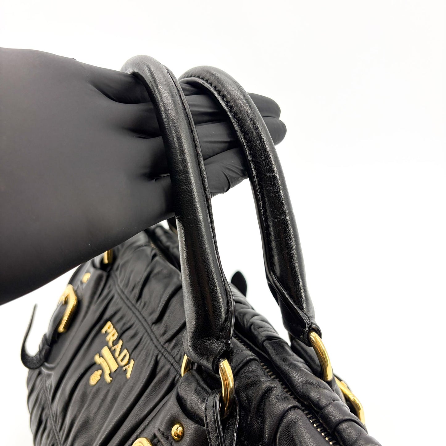 Prada Napa Gaufré Tote Bag Black with Gold Hardware