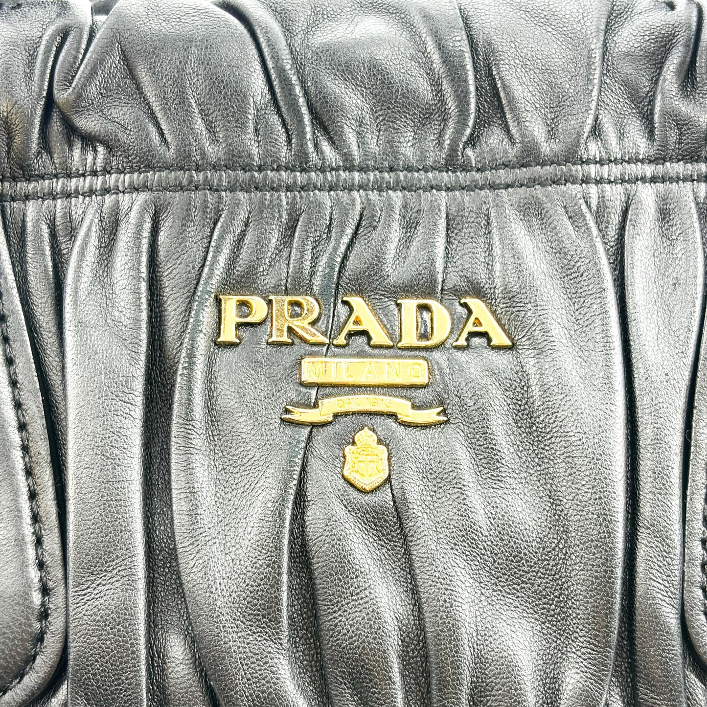 Prada Napa Gaufré Tote Bag Black with Gold Hardware