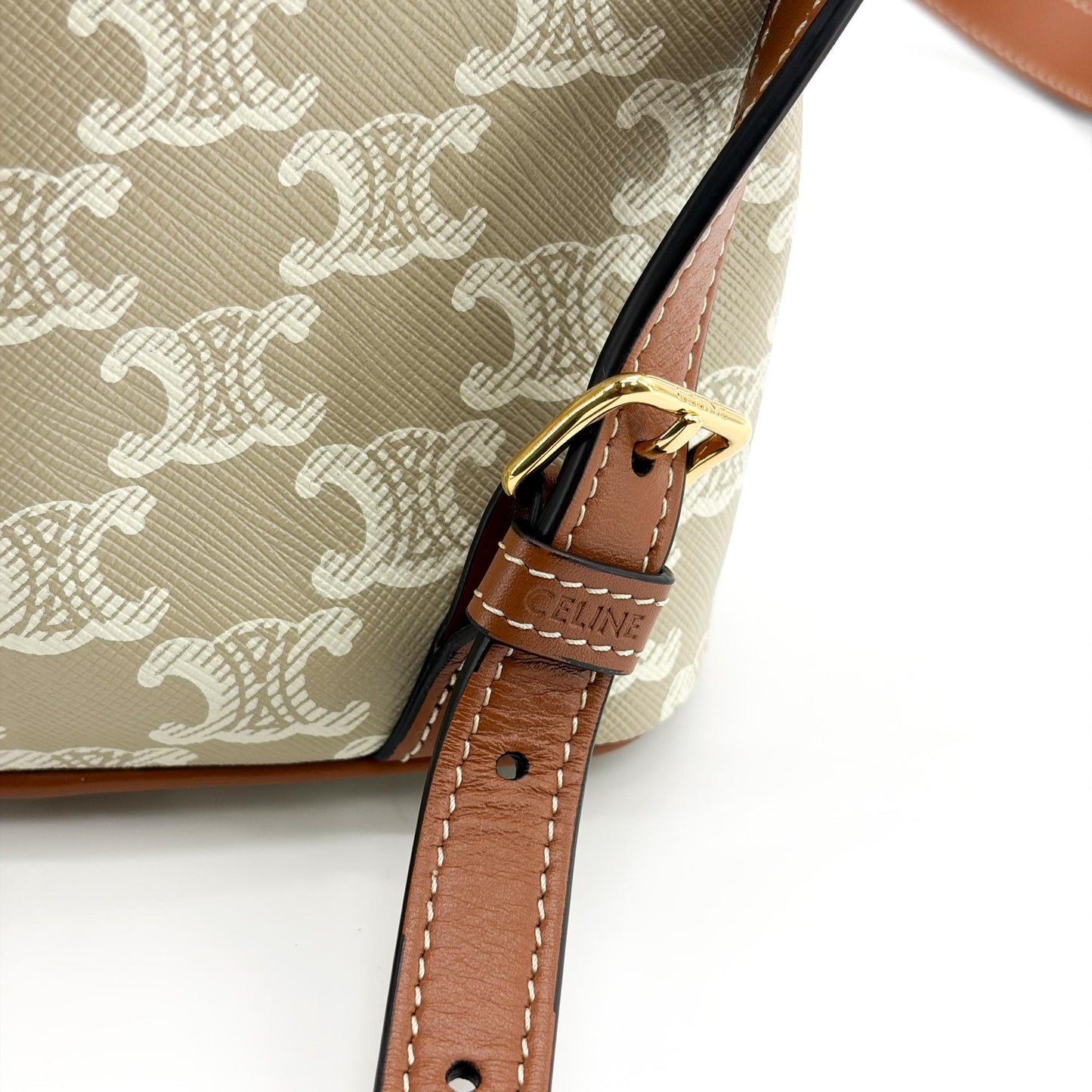 Celine Small Backpack Triomphe Canvas and Calfskin White