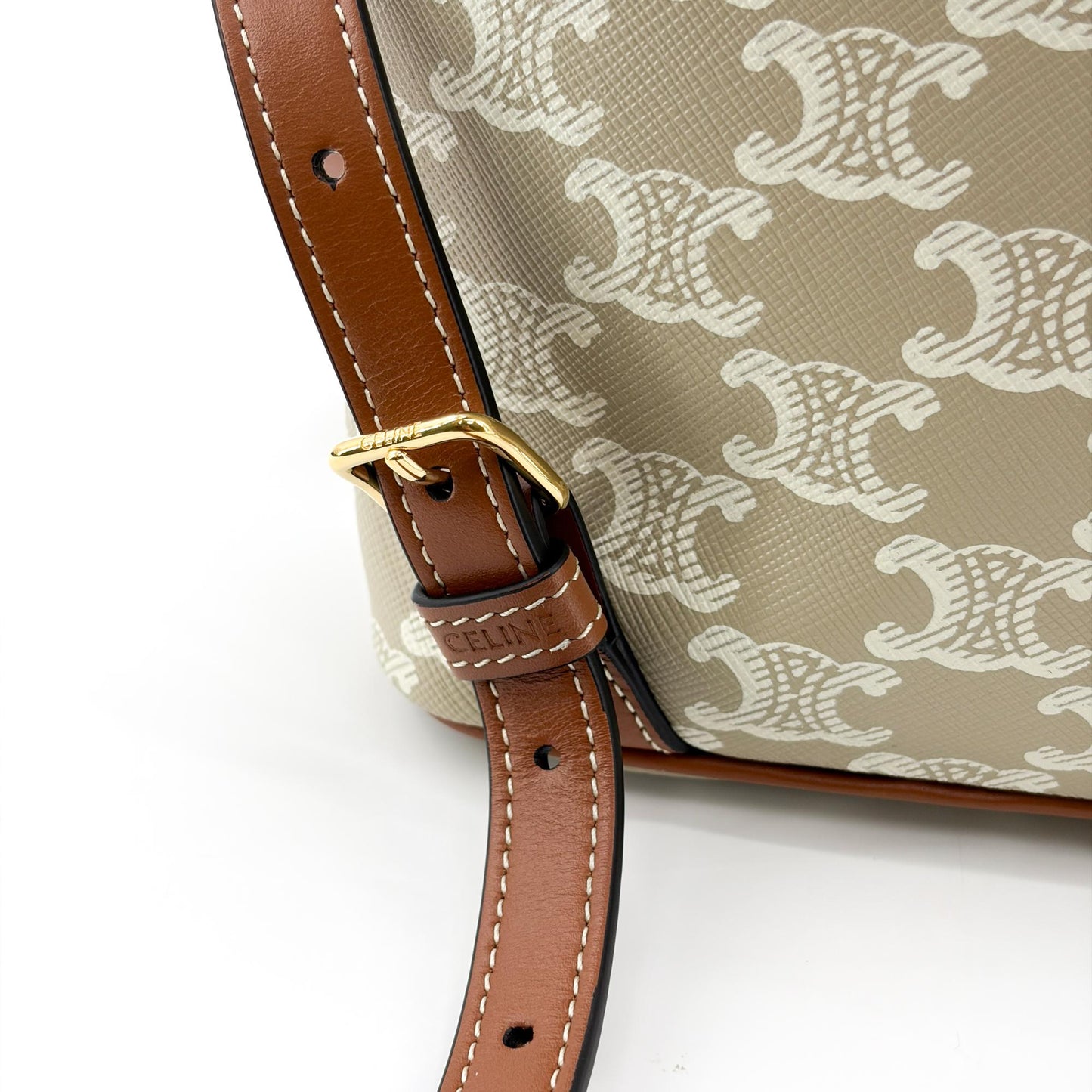 Celine Small Backpack Triomphe Canvas and Calfskin White