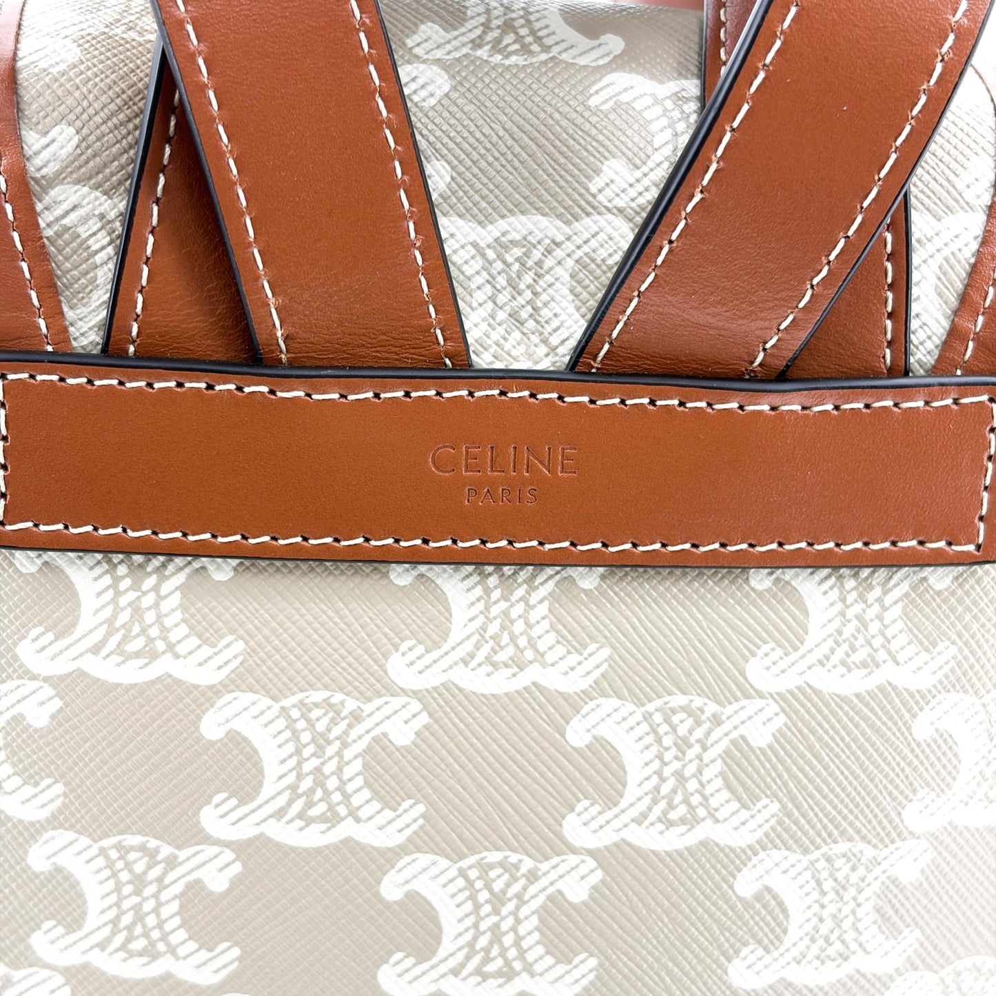 Celine Small Backpack Triomphe Canvas and Calfskin White