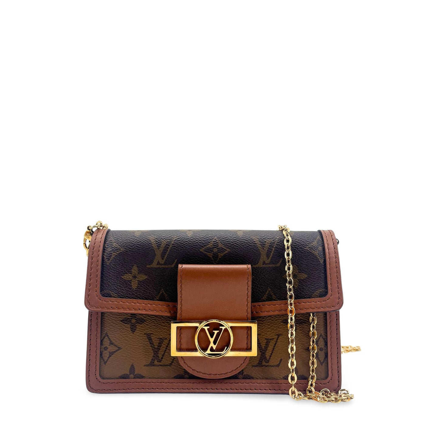 Louis Vuitton Micro Dauphine Chain Shoulder Bag Monogram Reverse