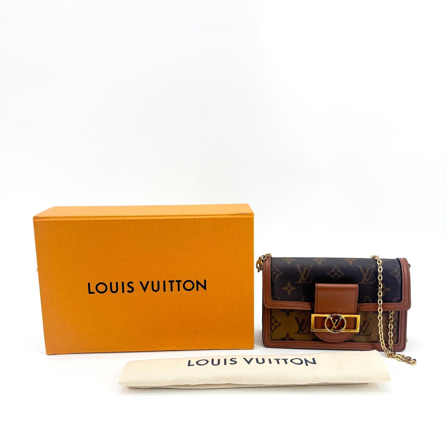 Louis Vuitton Micro Dauphine Chain Shoulder Bag Monogram Reverse