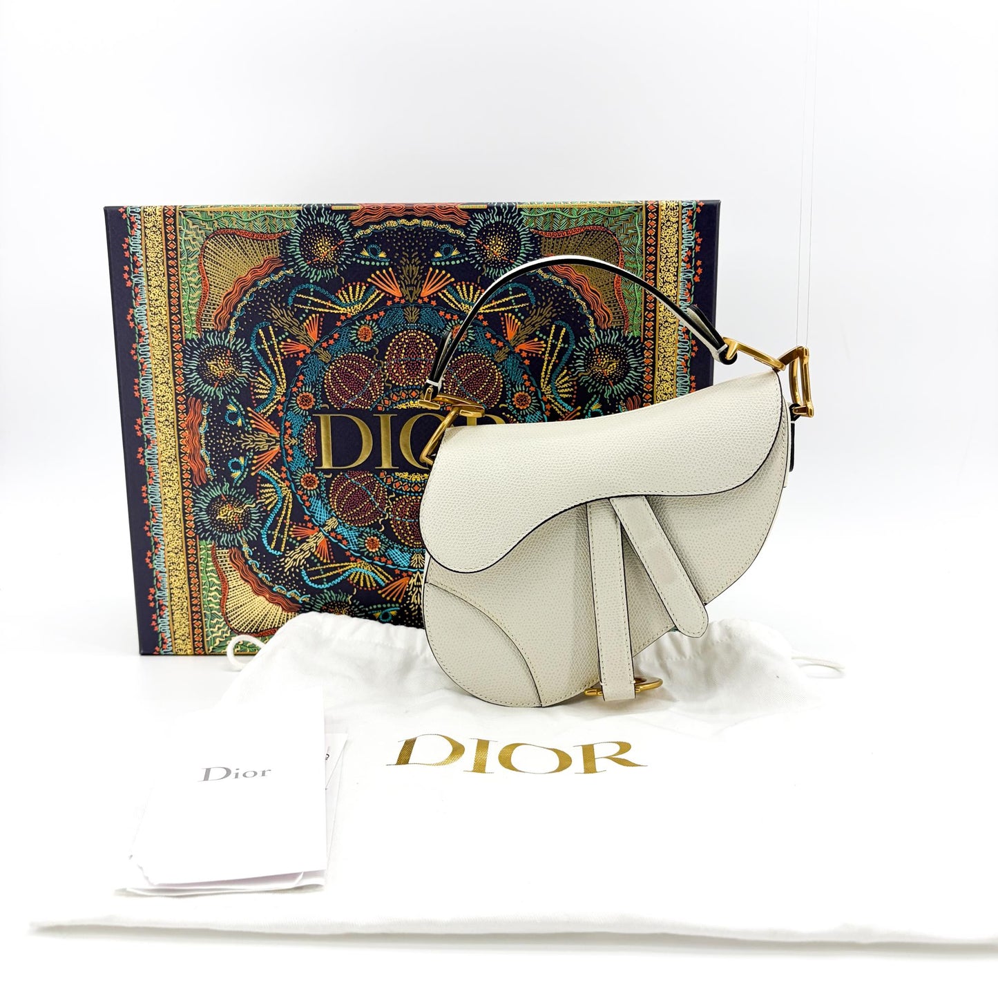 Dior Saddle Bag Latte Grain Gold Hardware + Separate Strap