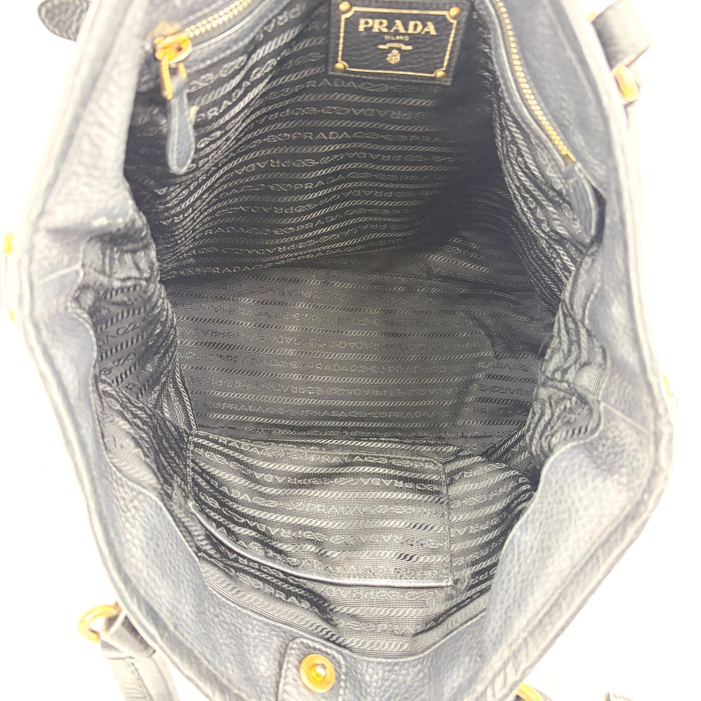 Prada Tessuto Soft Calf Tote Bag Black