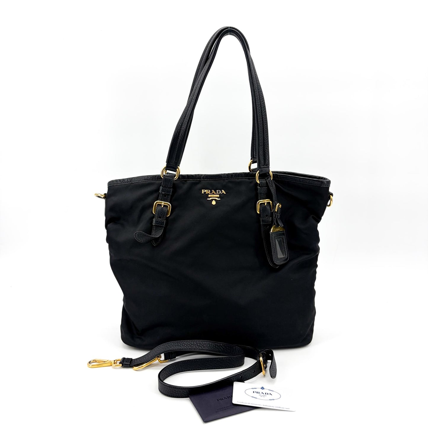 Prada Tessuto Soft Calf Tote Bag Black