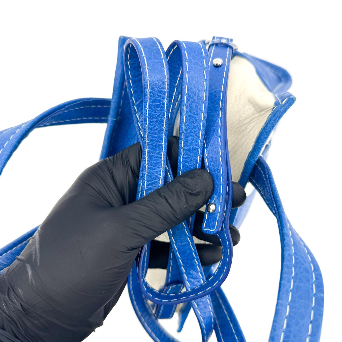 Balenciaga Bazaar Shopper Bag XXS Blue White Stripe