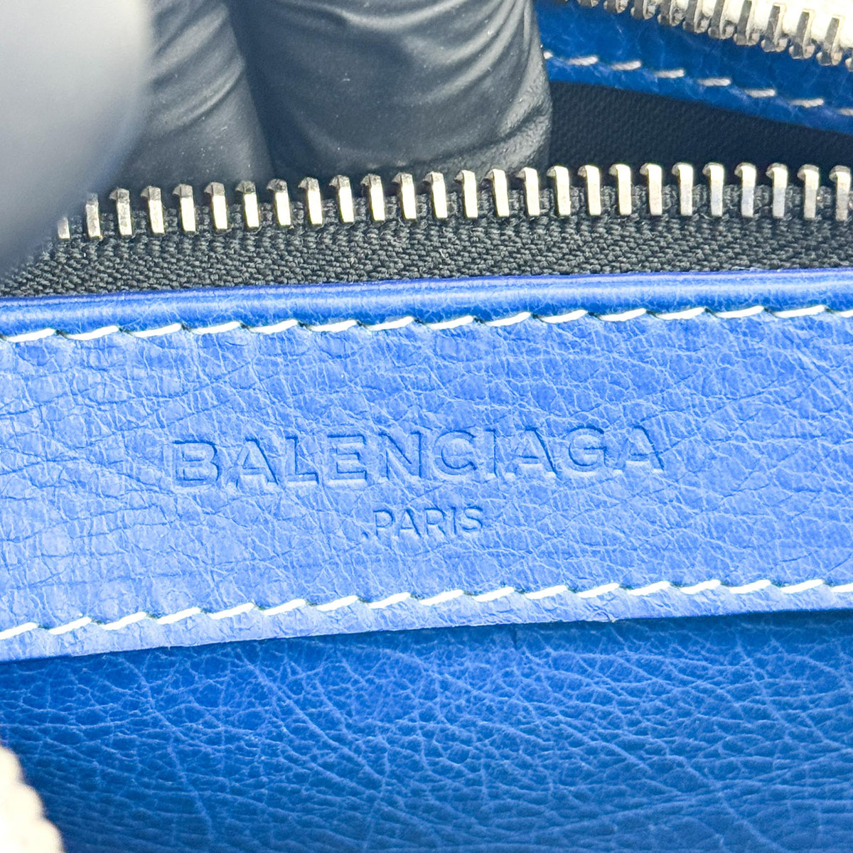 Balenciaga Bazaar Shopper Bag XXS Blue White Stripe
