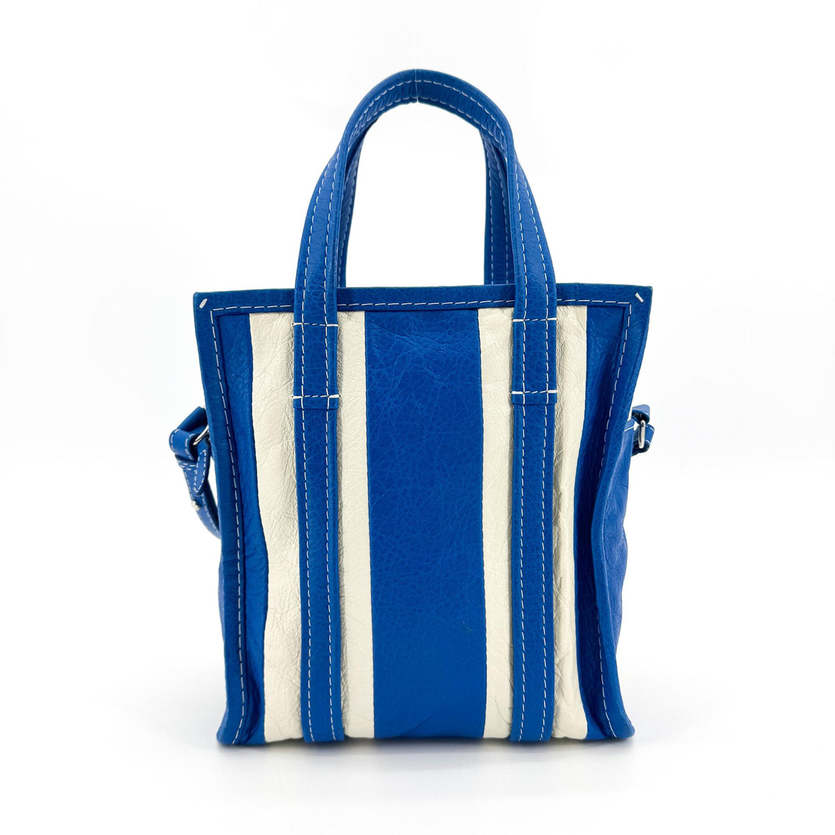 Balenciaga Bazaar Shopper Bag XXS Blue White Stripe
