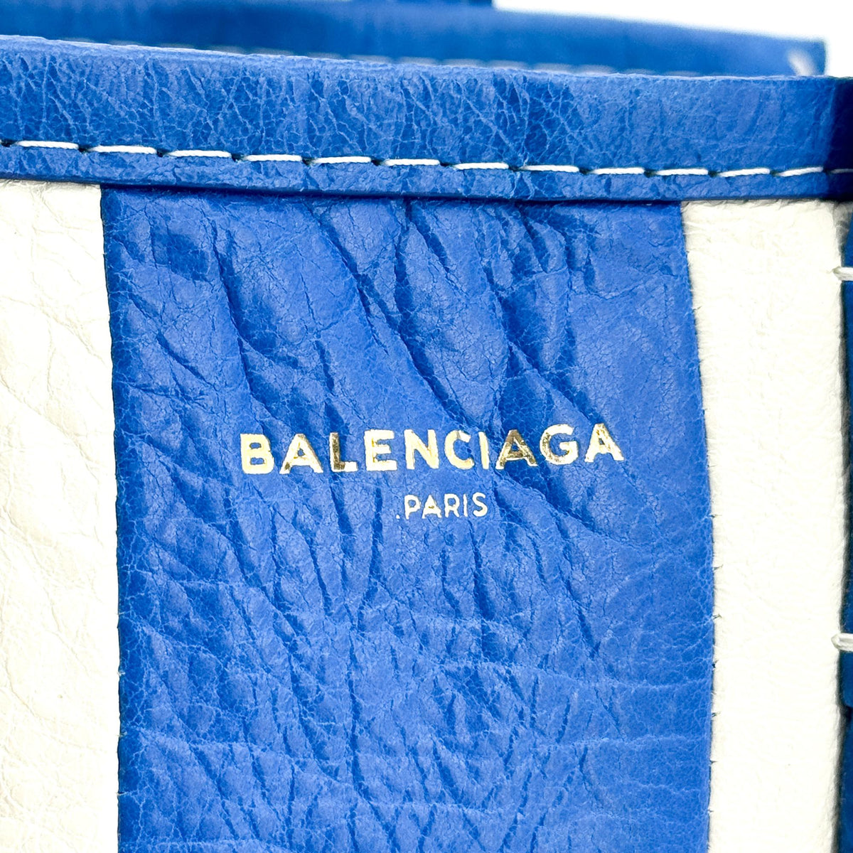 Balenciaga Bazaar Shopper Bag XXS Blue White Stripe