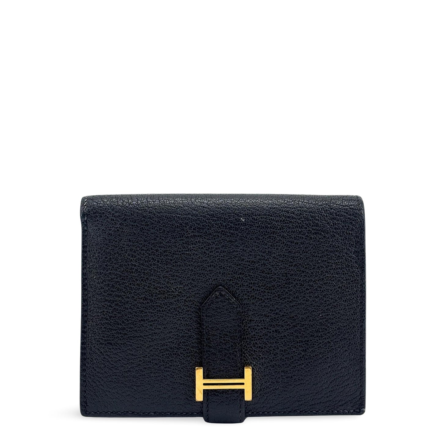 Hermès Beane Compact Wallet Epsom Black Gold Hardware