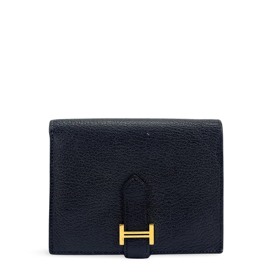Hermès Beane Compact Wallet Epsom Black Gold Hardware