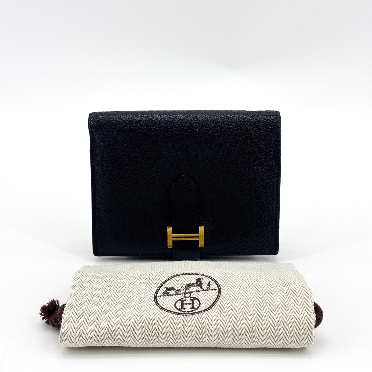Hermès Beane Compact Wallet Epsom Black Gold Hardware