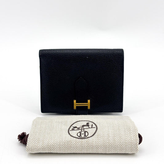 Hermès Beane Compact Wallet Epsom Black Gold Hardware