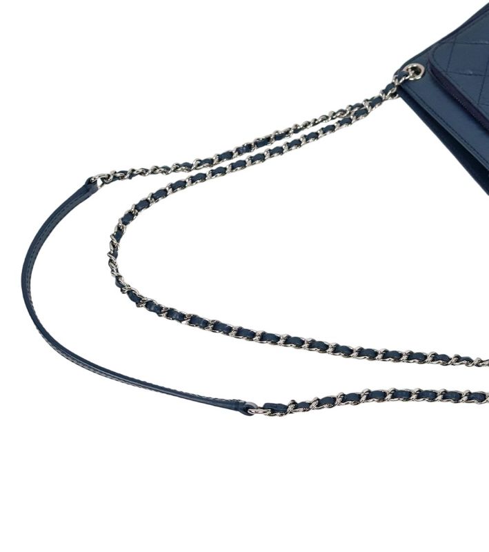 Chanel Navy Leather Matelassé Chain Shoulder Bag
