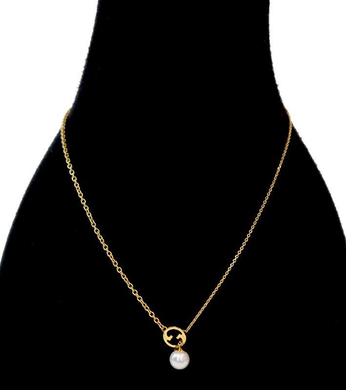 Gucci Pearl Drop Interlocking G Gold Necklace