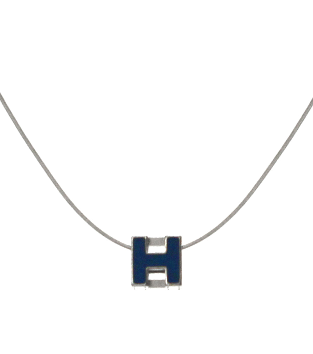 Hermès Blue Cage Silver Necklace