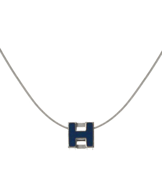 Hermès Blue Cage Silver Necklace
