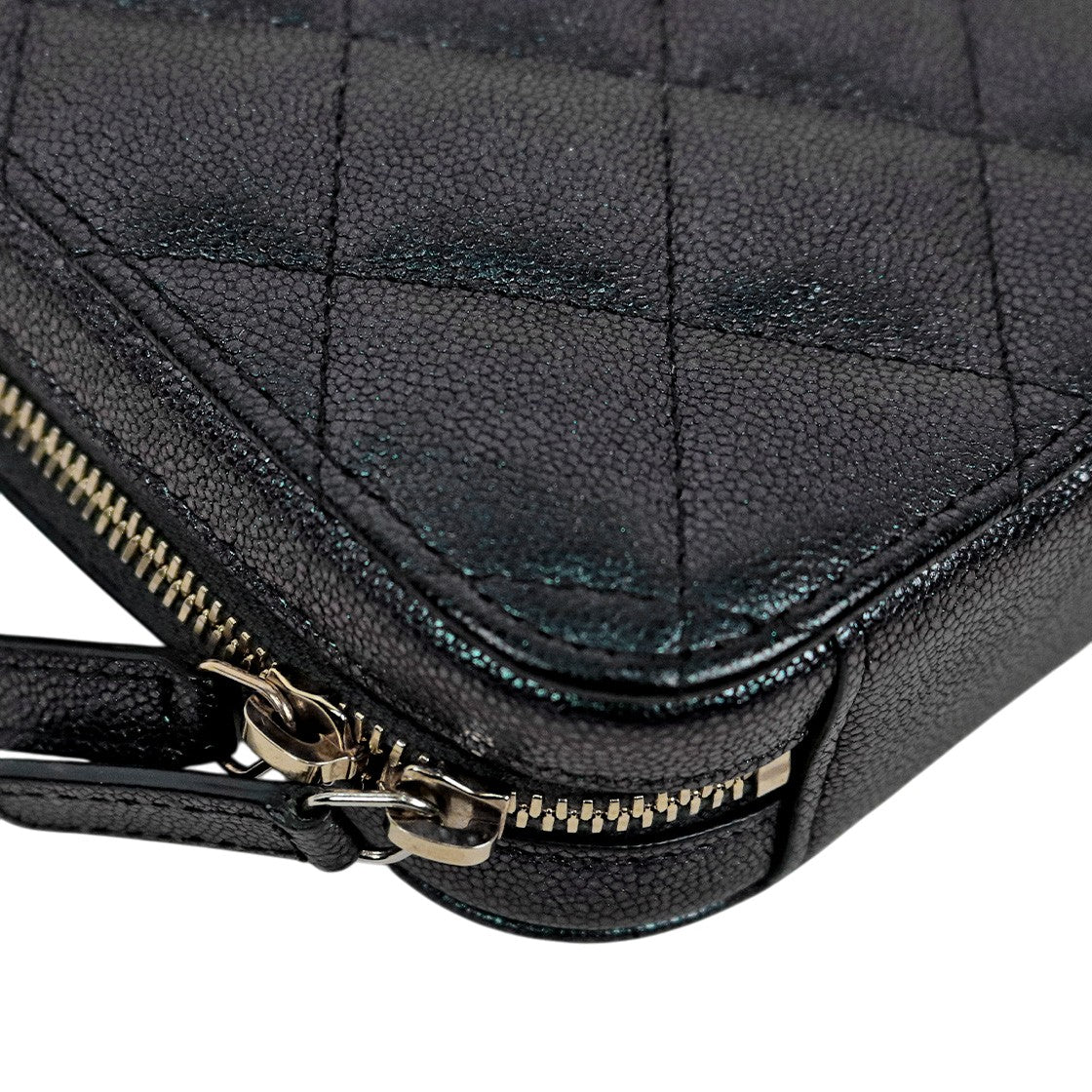 Chanel Black Iridescent Caviar Phone Holder Crossbody Bag