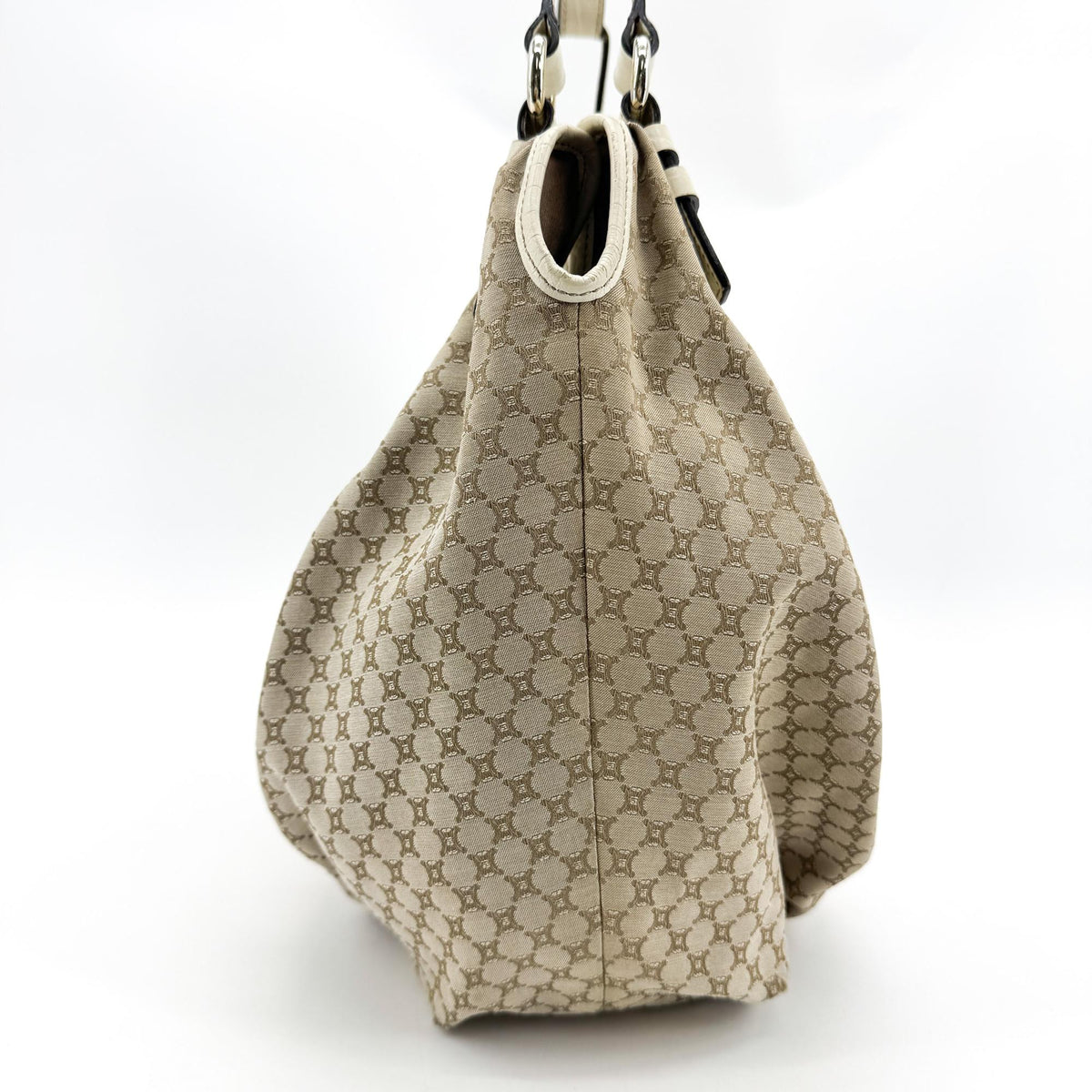 Celine C Macadam Canvas Hobo Crossbody Bag Beige