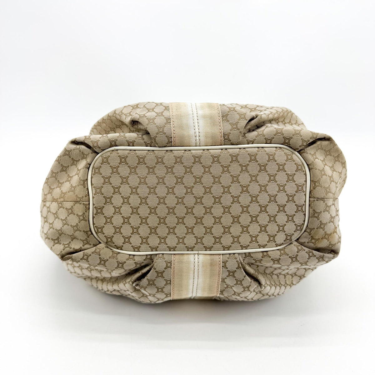 Celine C Macadam Canvas Hobo Crossbody Bag Beige