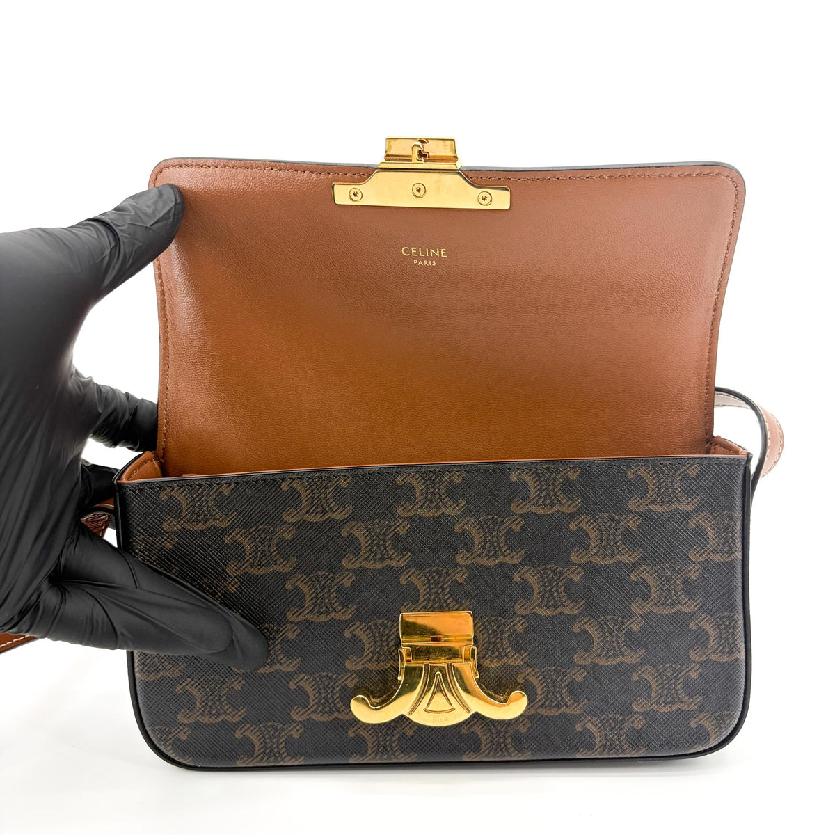 Celine Triomphe Canvas Crossbody Bag Triomphe Tan