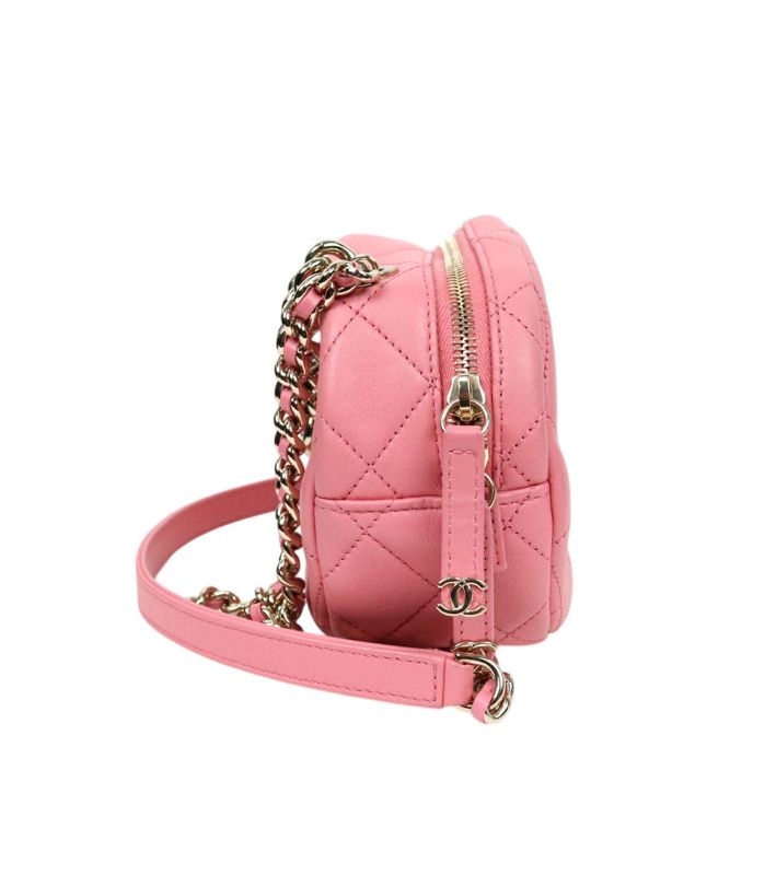 Chanel Pink Quilted Studded Big CC Camera Bag