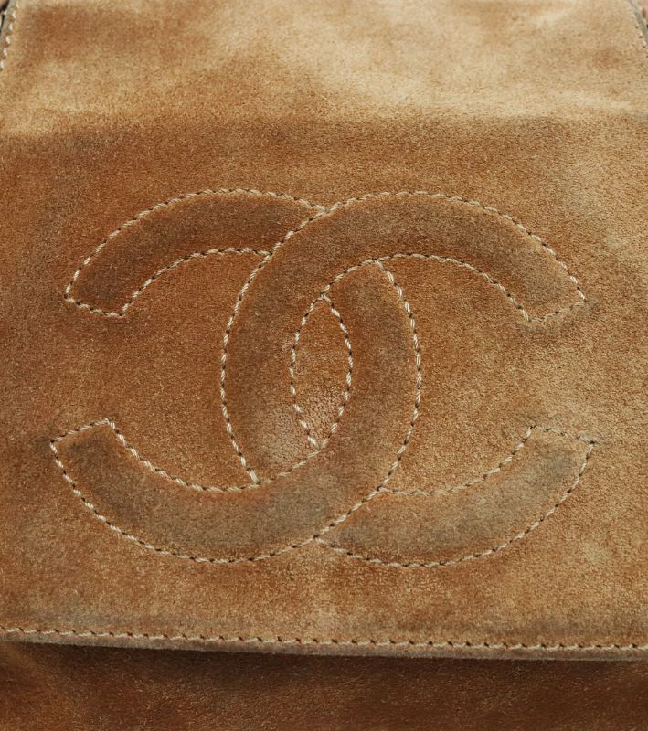 Chanel Brown Suede Accordion Chain Shoulder Bag