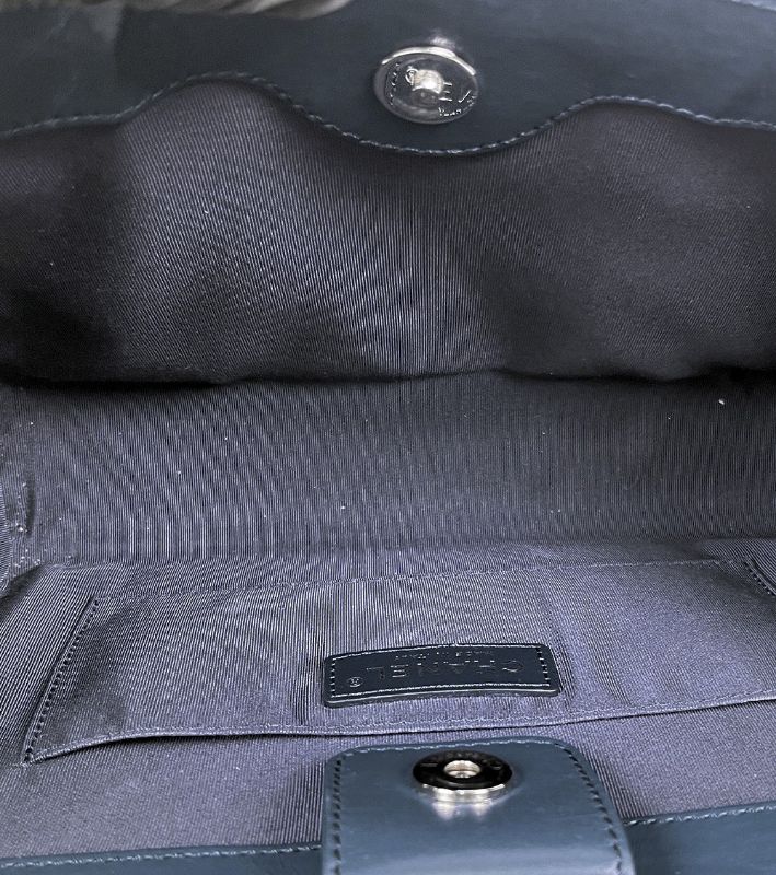 Chanel Navy Leather Matelassé Chain Shoulder Bag