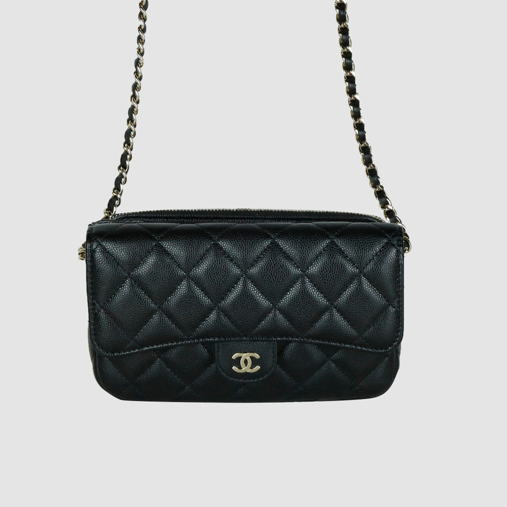 Classic Caviar Chain Flap Phone Holder WOC Crossbody Bag AP2096