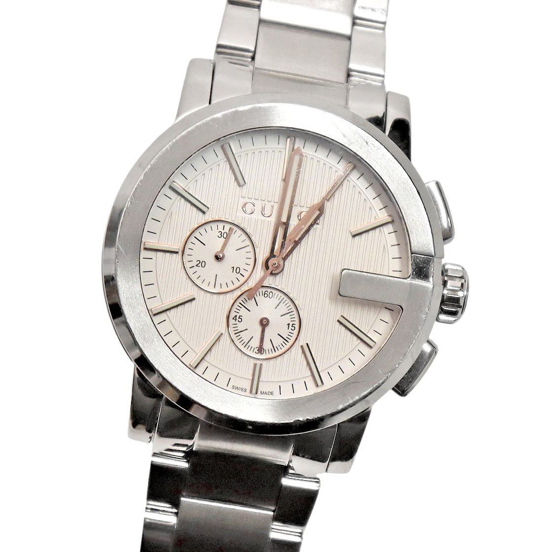 Gucci 44mm G Chrono Steel Quartz Watch