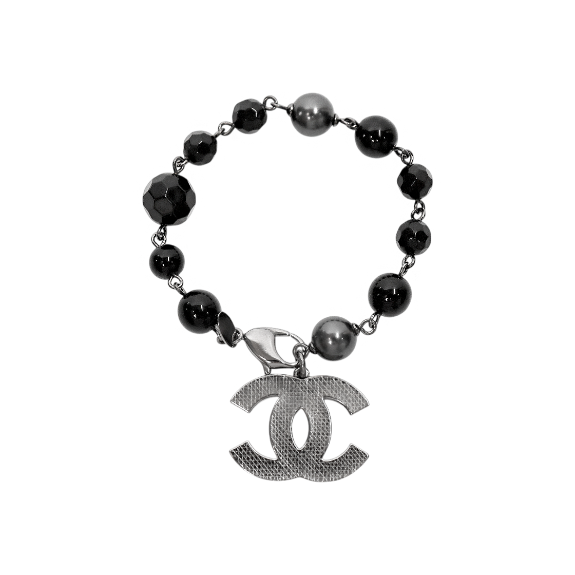 Chanel Black Bead CC Bracelet