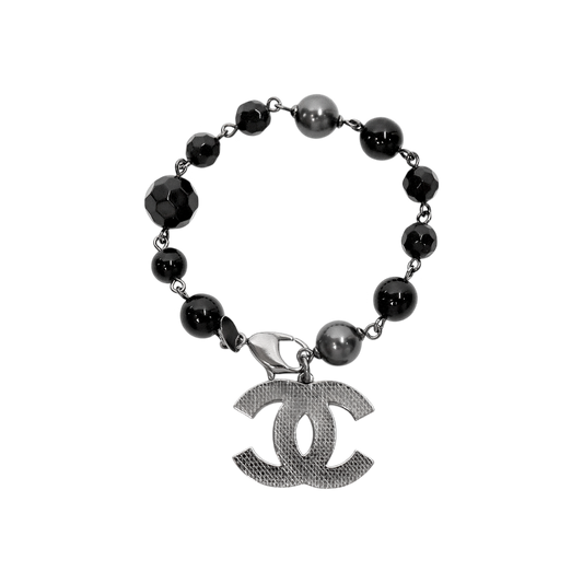 Chanel Black Bead CC Bracelet