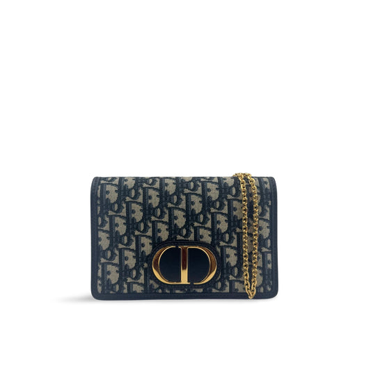 Dior Pochette Chaîne 30 Montaigne Toile Oblique Bleue